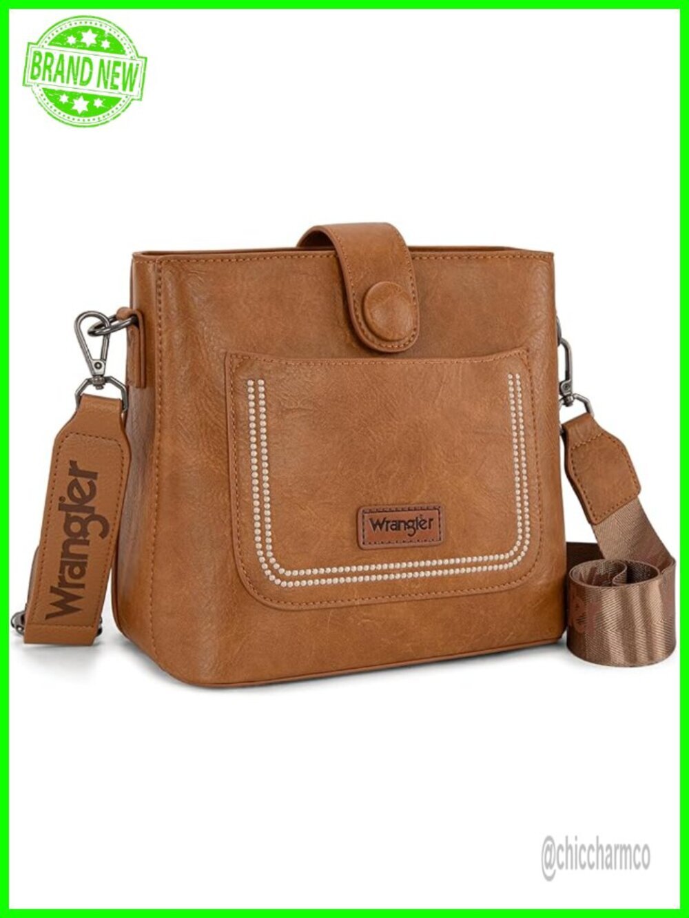 Faux Leather Crossbody Purse with Adjustable Strap and Multiple Compartments